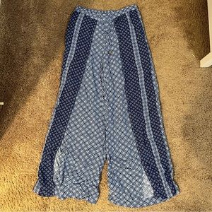Kaari blue flowy pants with slits in each leg